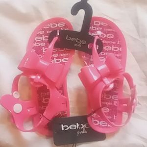 Bebe girls pink plastic bow sandals sz.XL 11/ 12